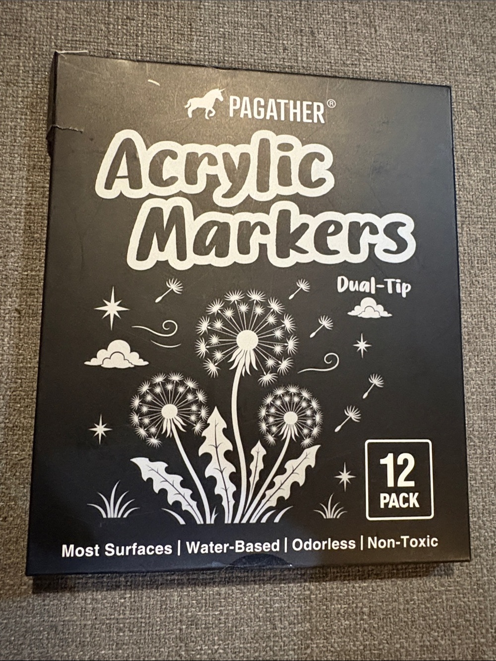 12 Dual-Tip Silver Acrylic Markers Set -